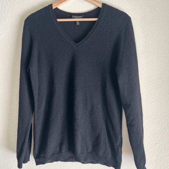 Charter Club Luxury Cashmere Vneck Sweater Black SZM Classic Old Money - Picture 4 of 9
